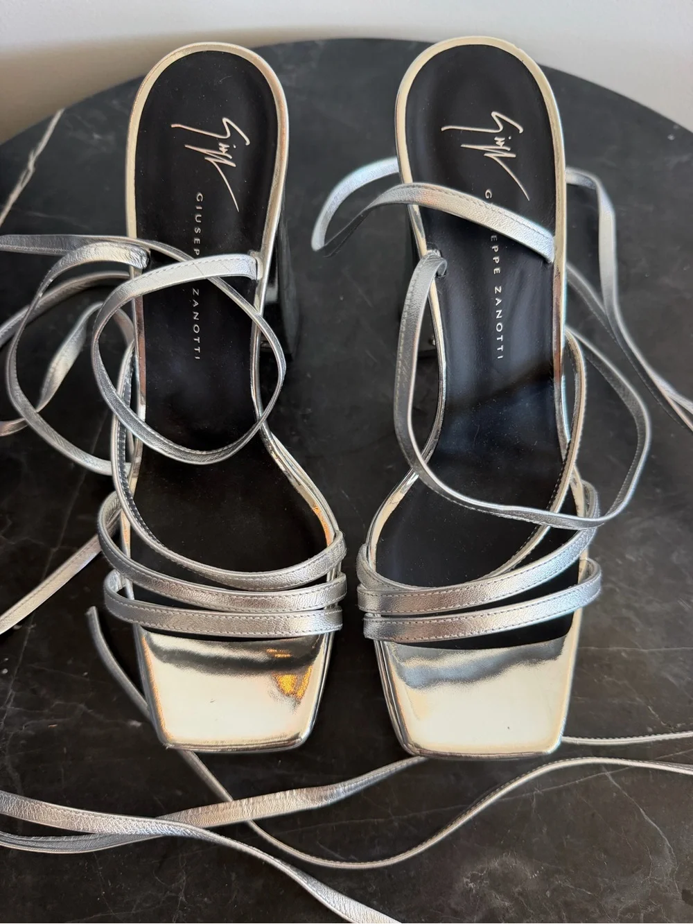 Giuseppe Zanotti Flavienne Mirrored-leather Platform Sandals In Silver